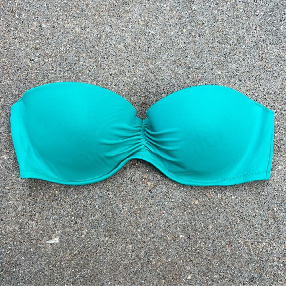 Victoria’s Secret 34C Teal Flirt Bandeau Underwire Bikini Top